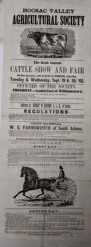 Advertisement for the  Hoosac Valley Agricultural Society Cattle Show and Fair
