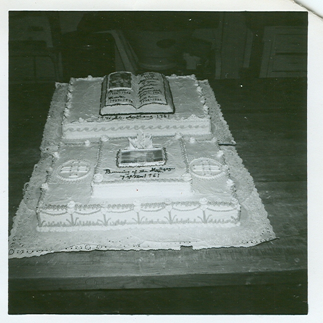 Cake celebrating the burning of mortgage of St. Anthony Catholic Church in 1961.