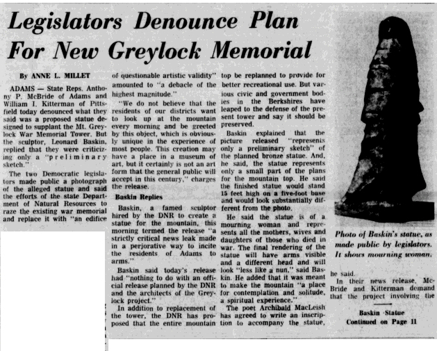 Legislators Denounce Plan for New Greylock Memorial