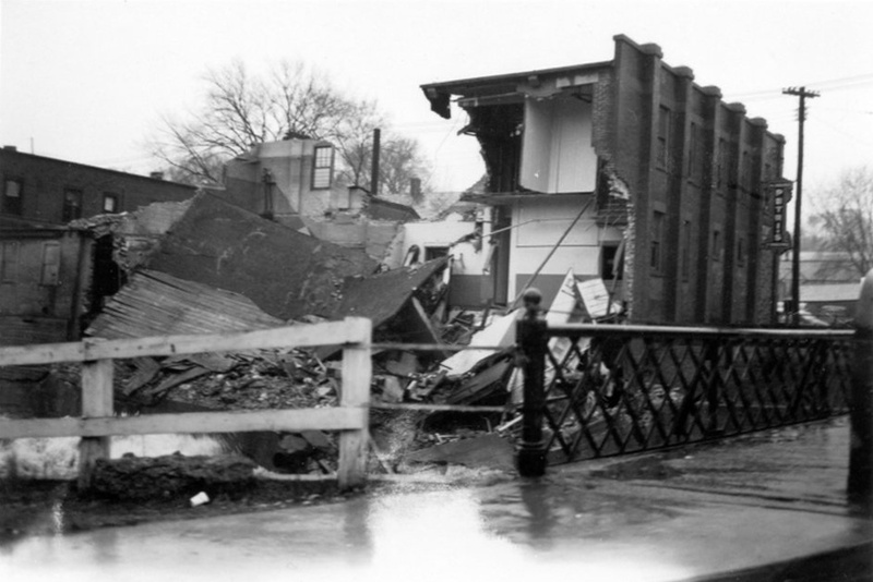 Wreckage on the corner of River and Eagle Street.