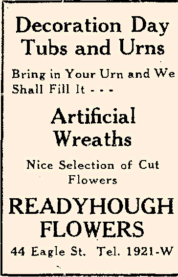 Advertisement for Readyhough Flowers