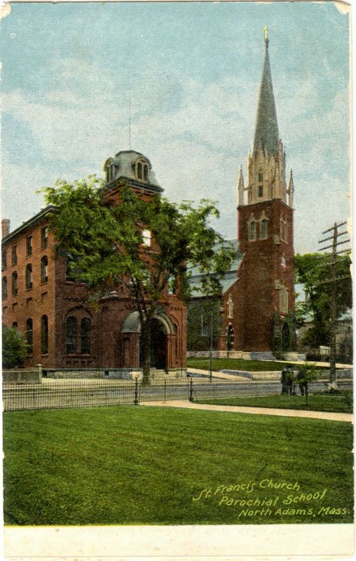 School and church postcard.