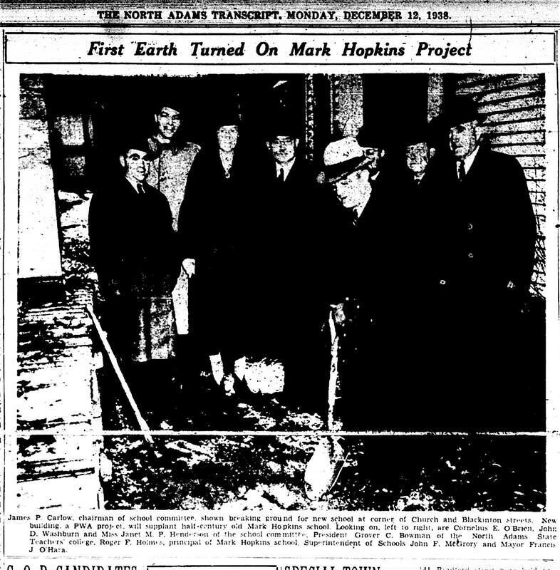 Breaking ground on the new Mark Hopkins School, December 12, 1938.