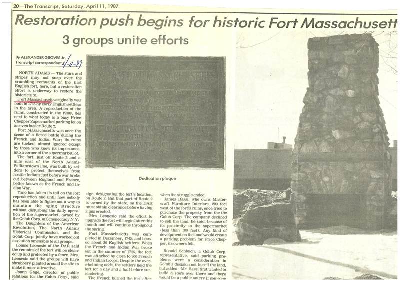 Attempts to restore Fort Massachusetts.