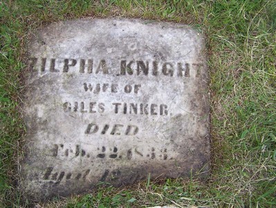 Grave site of Zilpha Knight