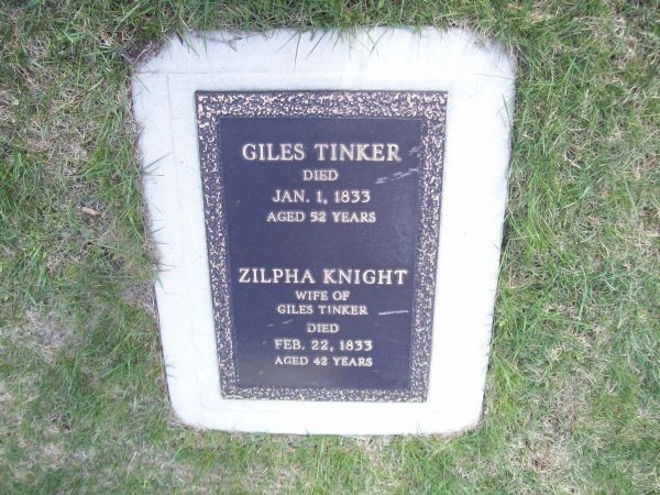 Giles Tinker and Zilpha Knight's new tombstone