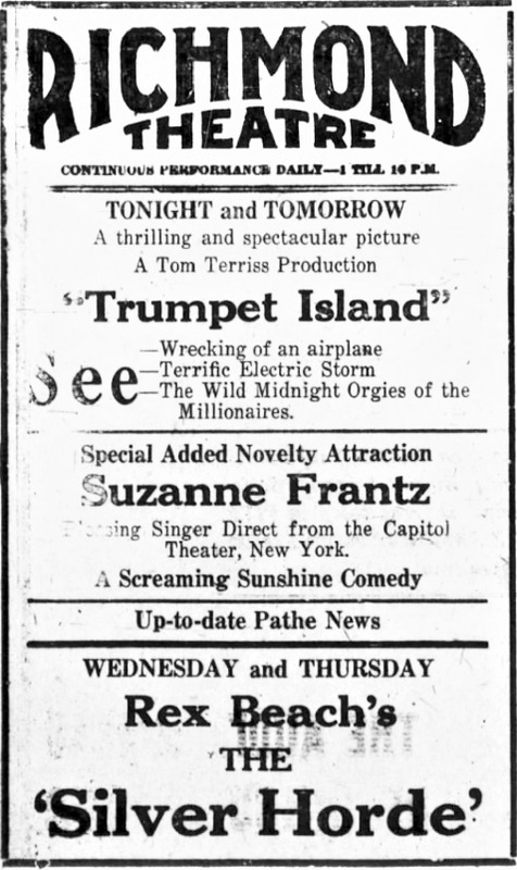 This Richmond Theater ad was in the "North Adams Transcript" on November 15, 1920.