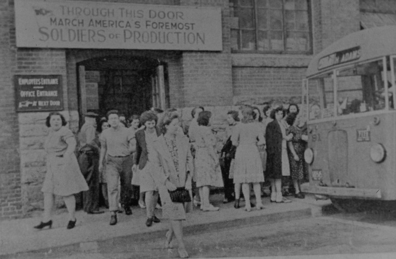 Sprague Workers Leaving at the End of their Shift during World War II.