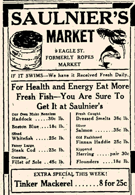 Advertisement for Saulnier's Market