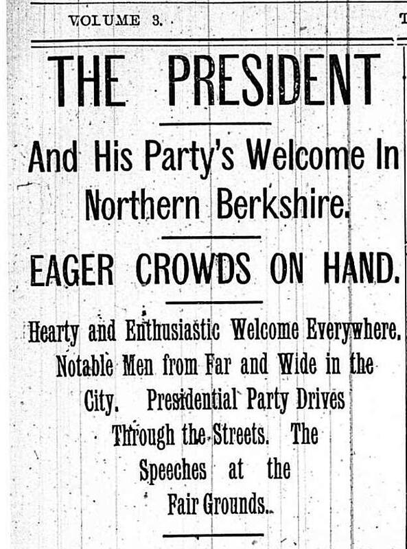 Newspaper account of President McKinley's visit to North Adams in 1897.