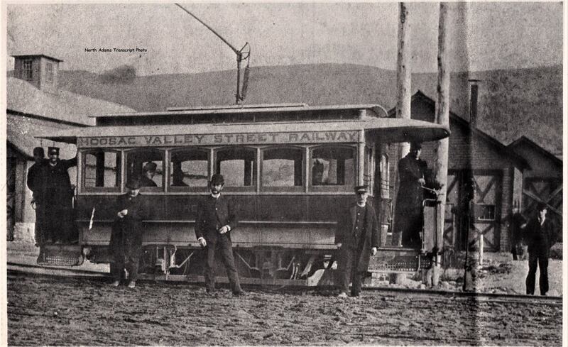 The first electric trolley car.