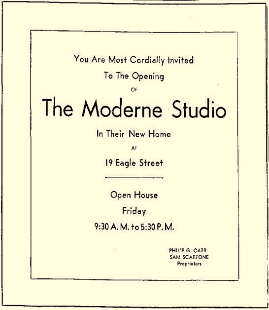 Advertisement in the Newly Relocated Moderne Studio at 19 Eagle Street