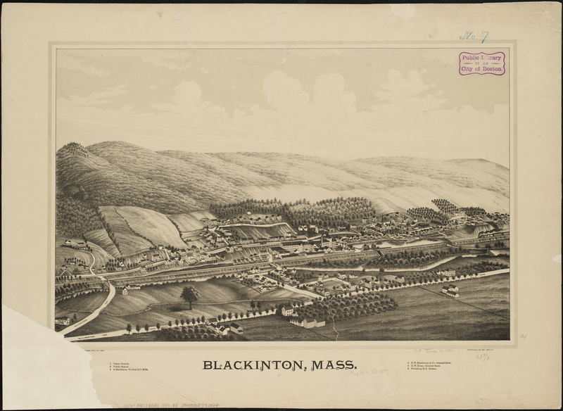 Lithograph of Blackinton, Massachusetts (1889)