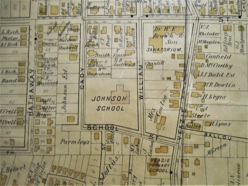 1900 North Adams map showing the Johnson School location.
