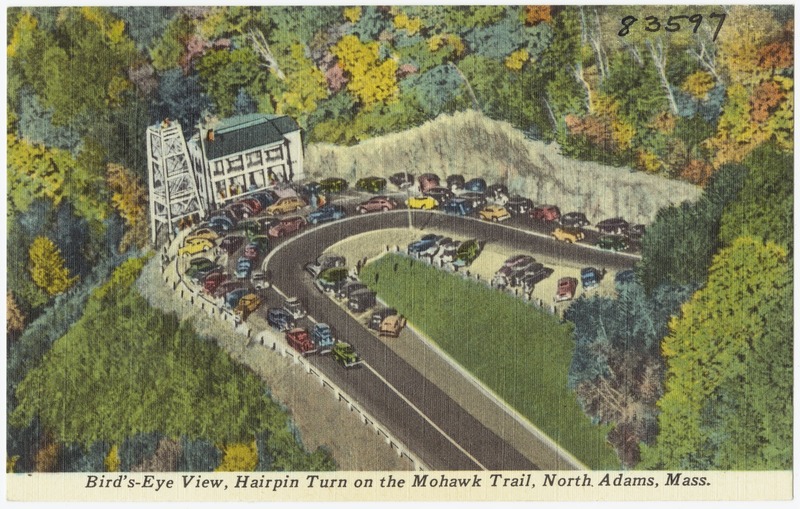 Birds-eye view of the Hairpin Turn with the remodeled Golden Eagle Restaurant.